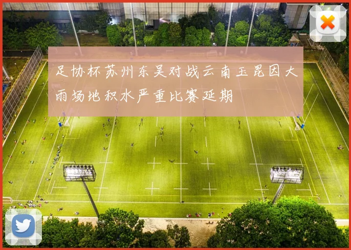 足协杯苏州东吴对战云南玉昆因大雨场地积水严重比赛延期